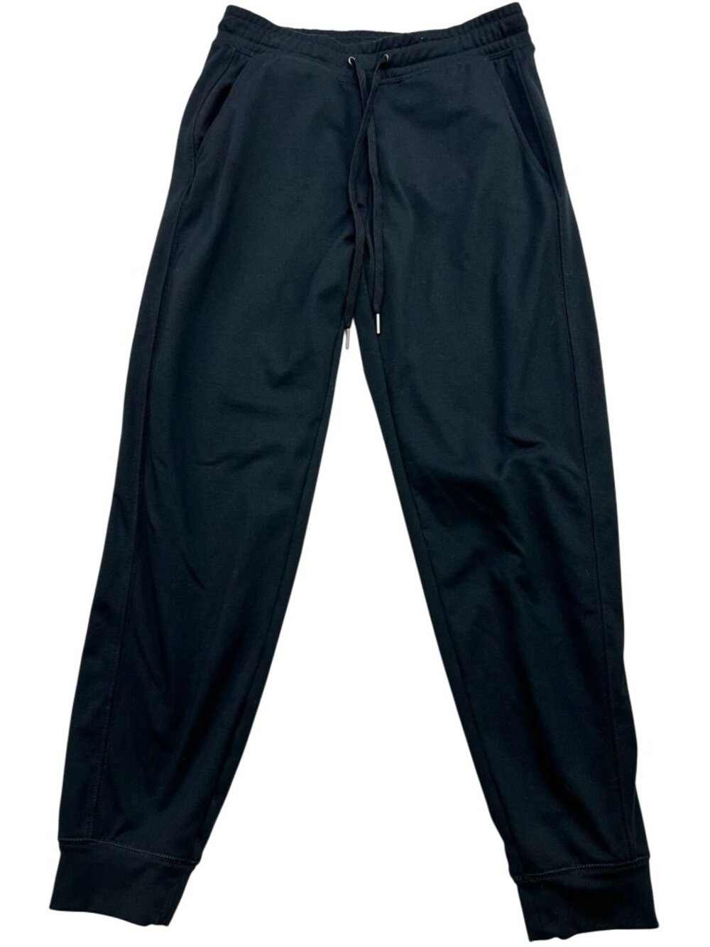 American Eagle Womens Fleece Jogger Pants Drawstring Waist Size S Black Solid